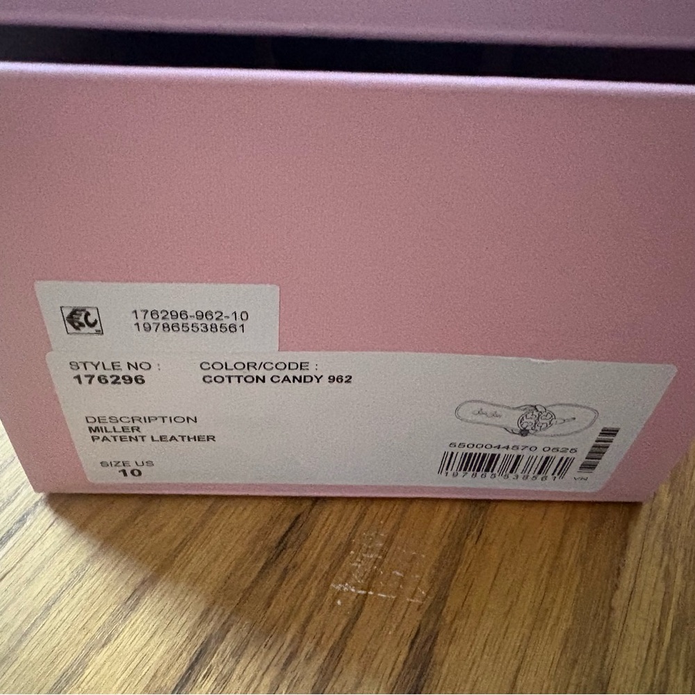 Tory Burch x BonBon Miller Patent Leather Pink and Blue Sandals Cotton Candy 10 - Picture 13 of 14